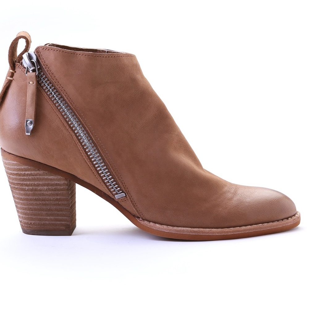 DOLCE VITA Jaeger Nubuck Leather Double Zip Bootie Teak Block Heel - Picture 2 of 15
